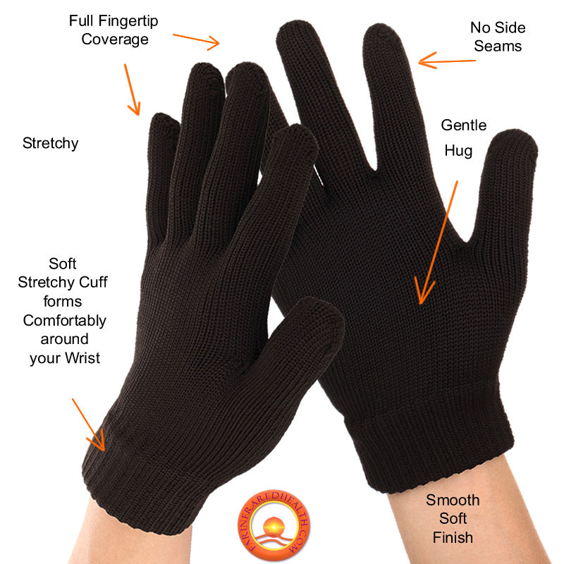 Features of the FULL FINGERTIP STRETCHY KNIT Far Infrared Therapy Gloves